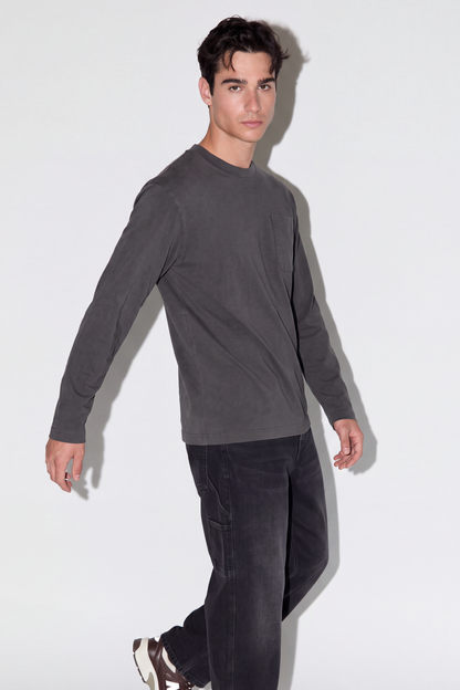 T-Shirt with Pocket Detail - Ebony