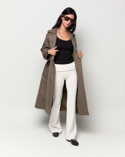 Double-breasted trench coat with belt