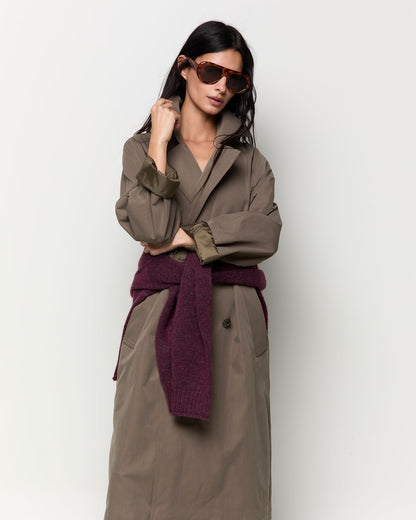 Double-breasted trench coat with belt