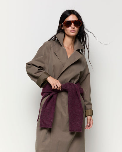 Double-breasted trench coat with belt