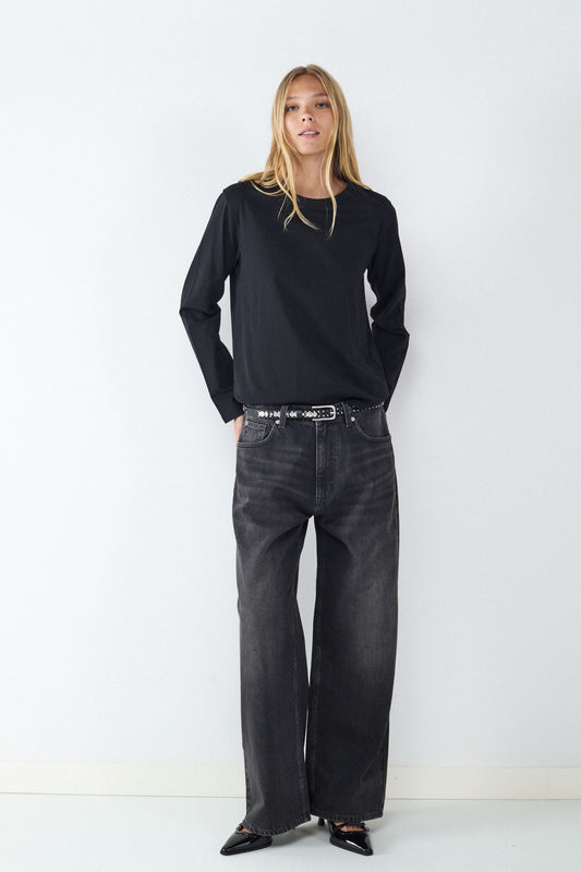 CAMISETA BÁSICA REGULAR MANGA LARGA ALGODÓN