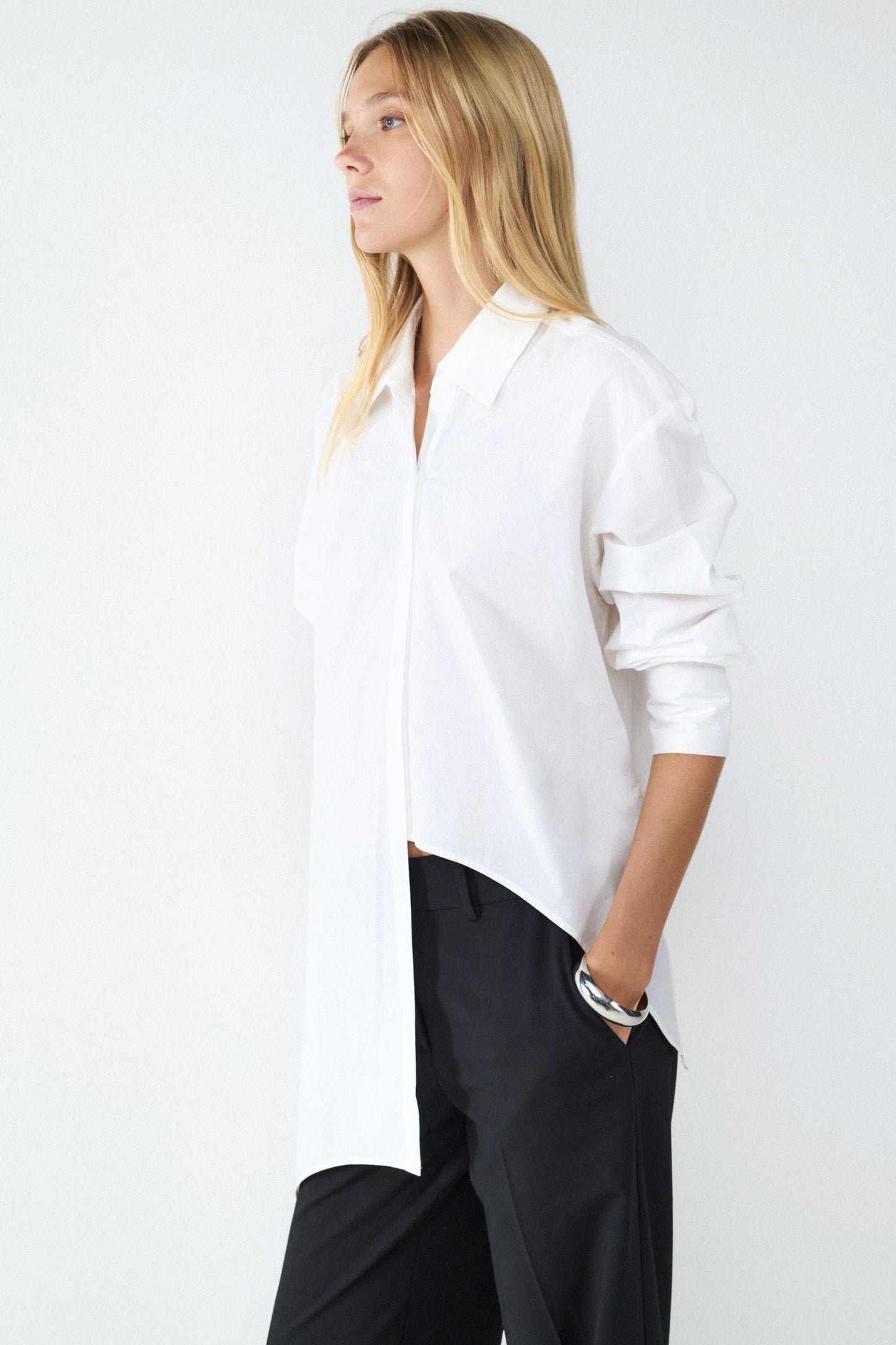 Camisa popelín asimétrica
