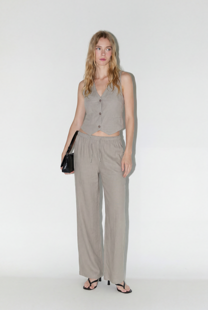 Rustic Linen Blend Vest