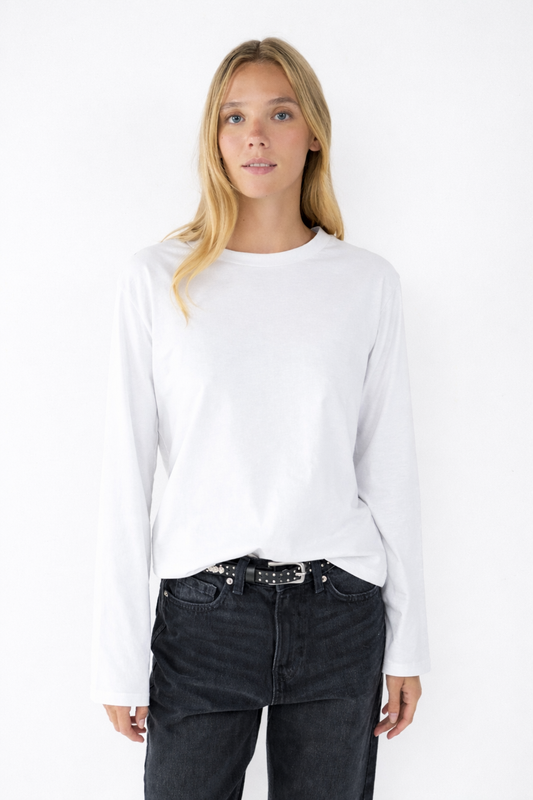 CAMISETA BÁSICA REGULAR MANGA LARGA ALGODÓN