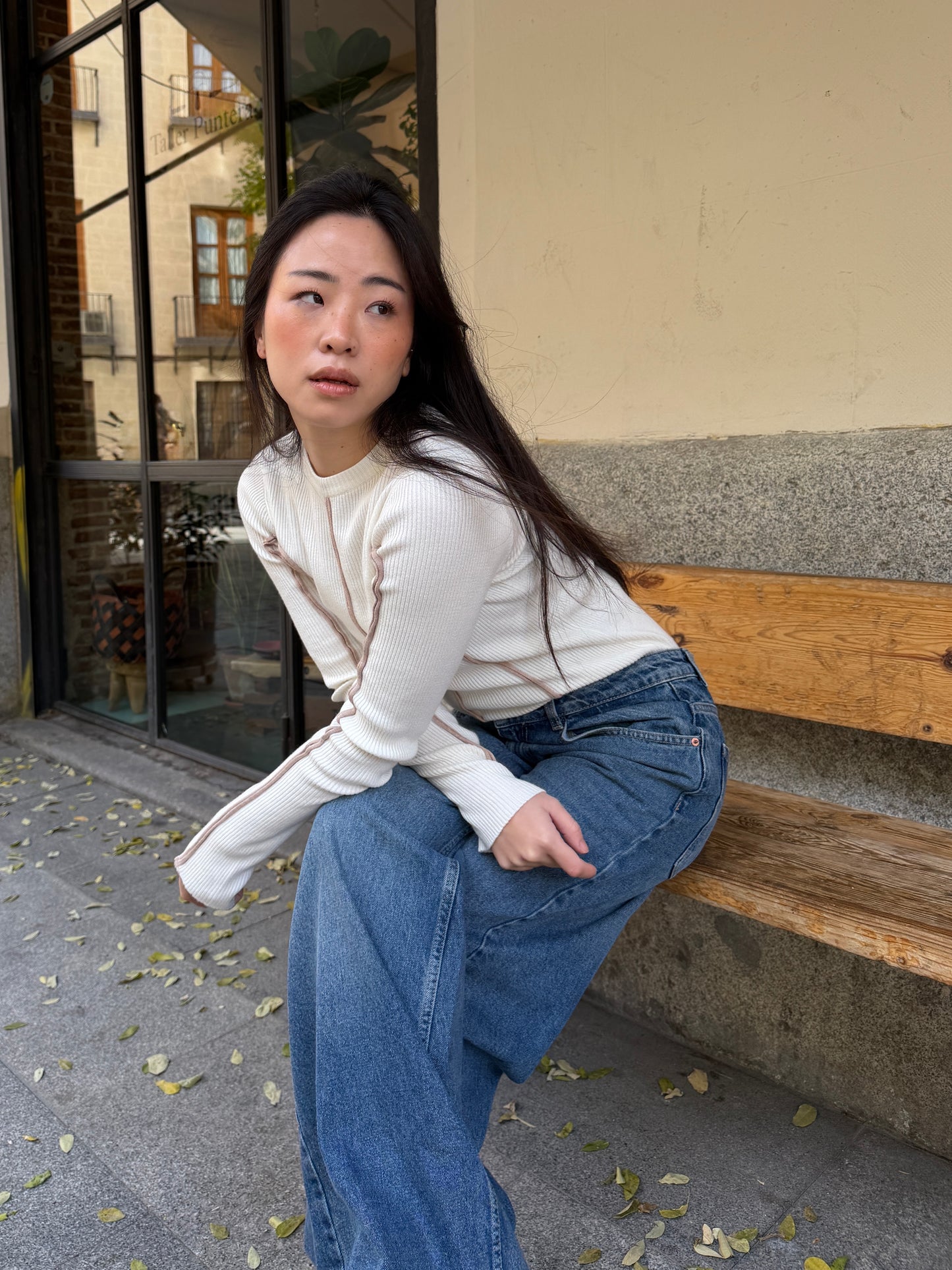 Jersey canalé costuras