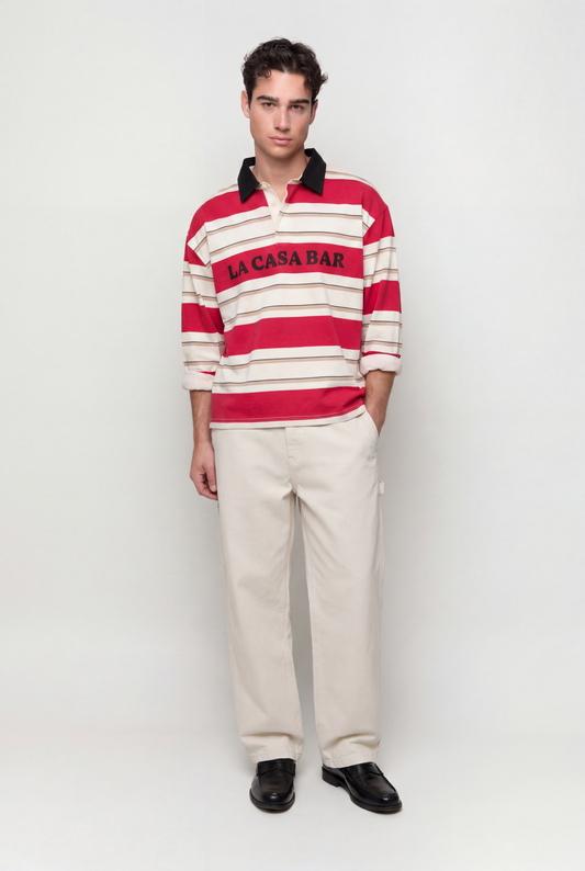 Stripped Polo Neck Sweatshirt