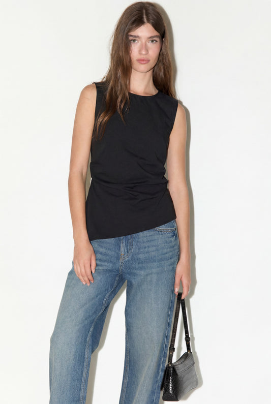 Poplin sleeveless top