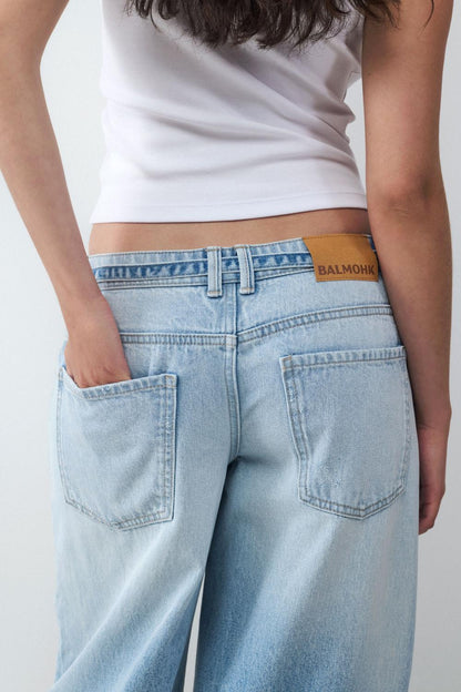 Jeans wide leg cordón