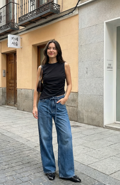 Poplin sleeveless top