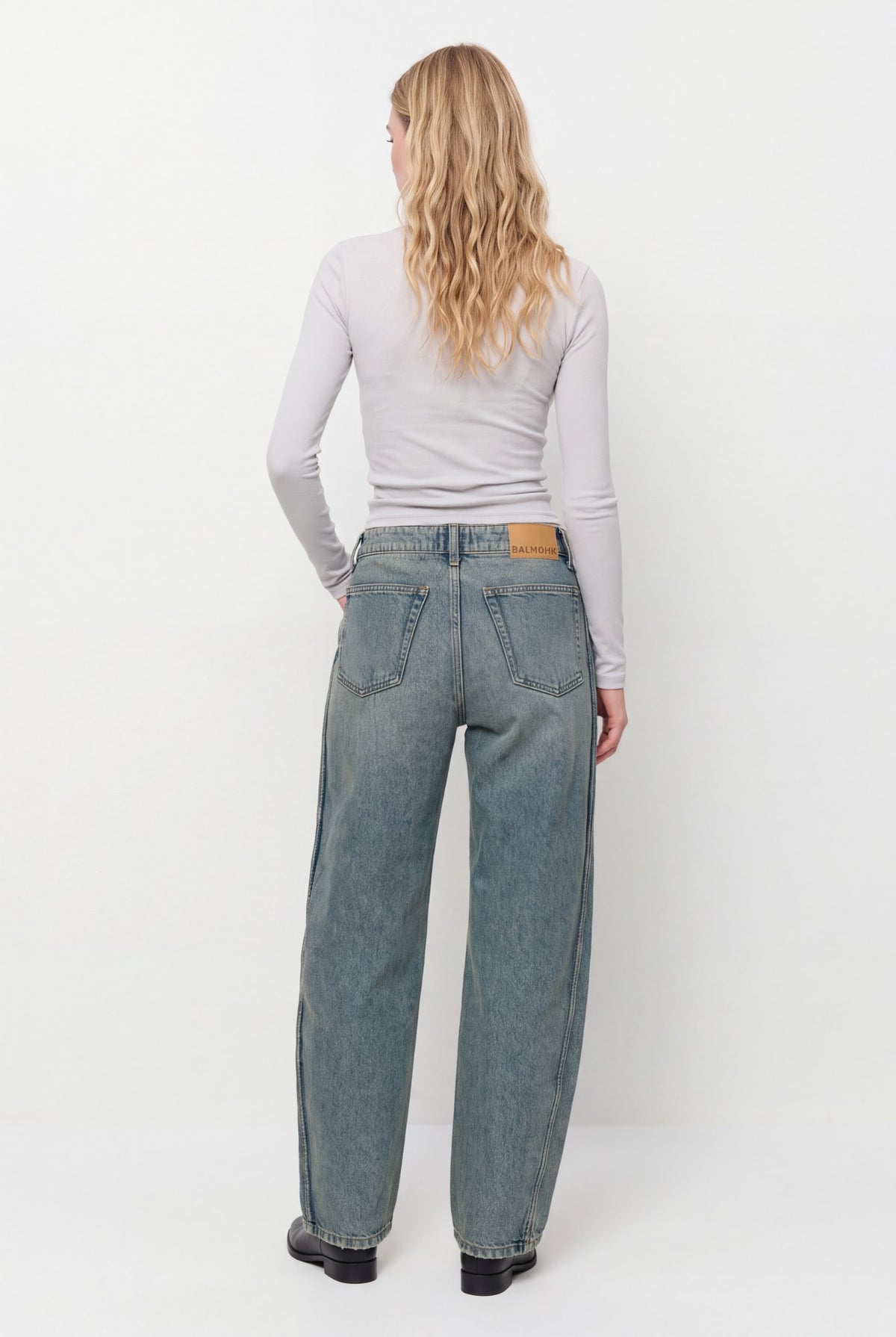 Jeans barrel costuras