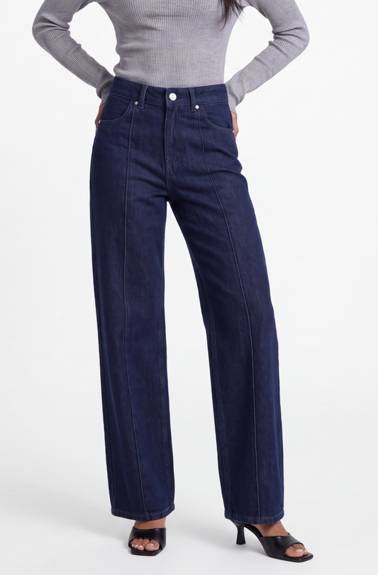 Jeans wide leg con costuras