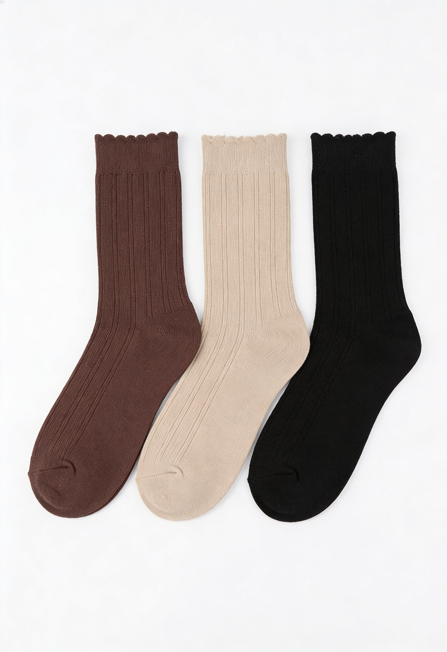 Pack 3 calcetines canalé volantes