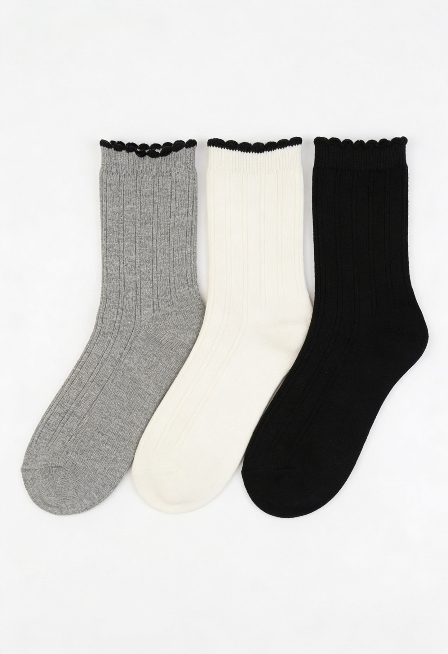 Pack 3 calcetines canalé volantes