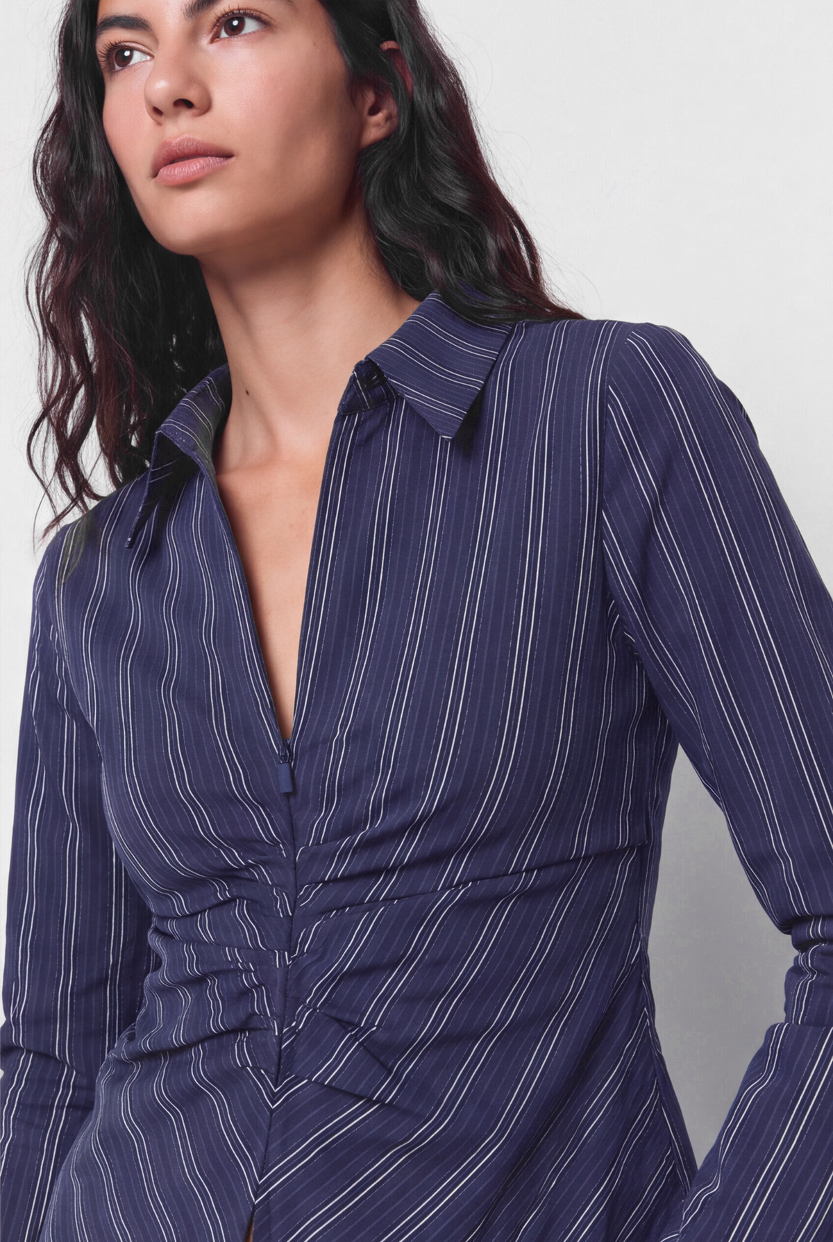 Camisa popelín entallada frunces