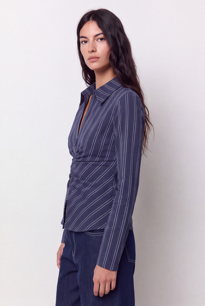 Camisa popelín entallada frunces