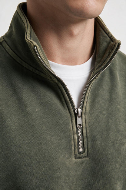 Washed Sweatshirt Zip Neck - Magnet