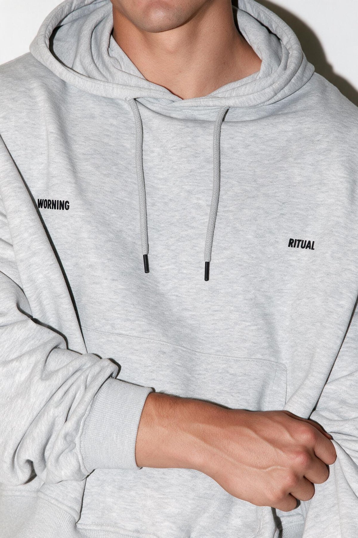 Coffee Print Hoodie - Grey Melange