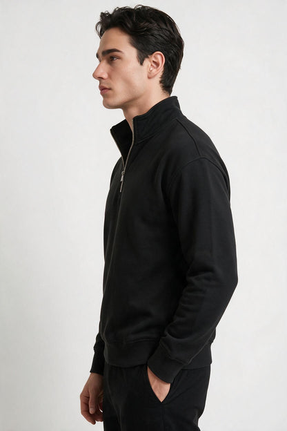 Sudadera washed cuello cremallera