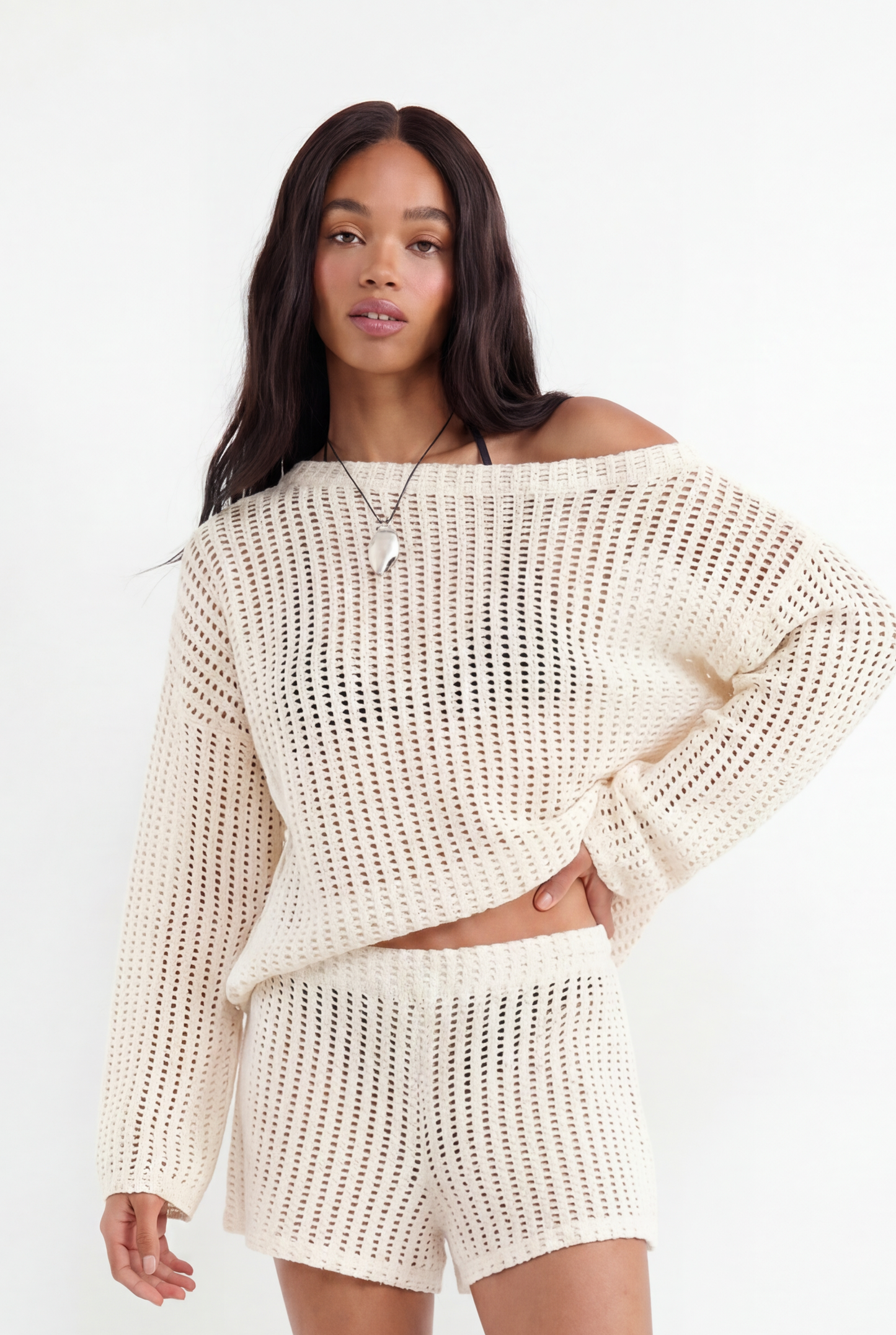 Jersey crochet hombro caído