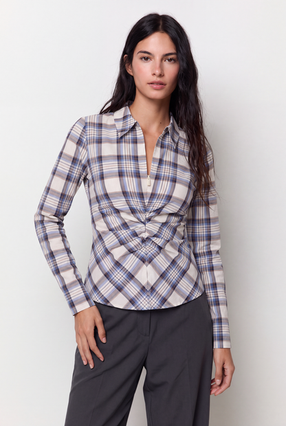 Camisa popelín entallada frunces