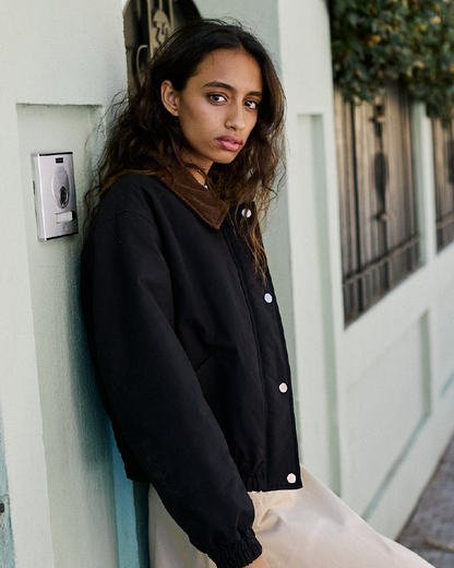 Chaqueta acolchada cuello pana